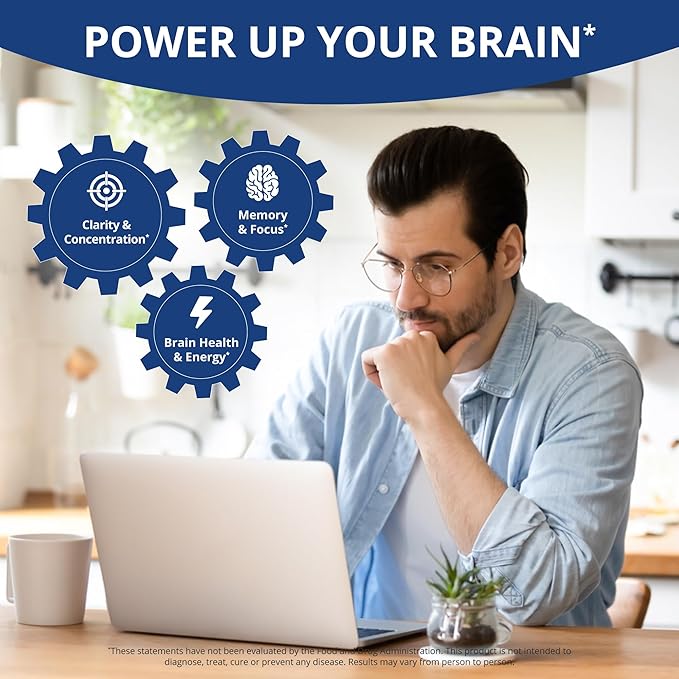 NuBrain Booster - Brain Supplement for Brain Booster, Memory, Focus & Clarity Support with St. John’s Wort, Ginkgo Biloba, Bacopa & More - Premium Nootropic Brain Supplement - 3 Pack