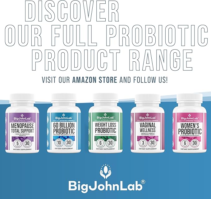 BIGJOHNLAB® - Women’s Vaginal Probiotics – PH Balance, Odor Control, Yeast, Microbiome & Feminine Health – 6B CFU, Licorice Root – Clinically Tested for Freshness & Balance – 30 CT