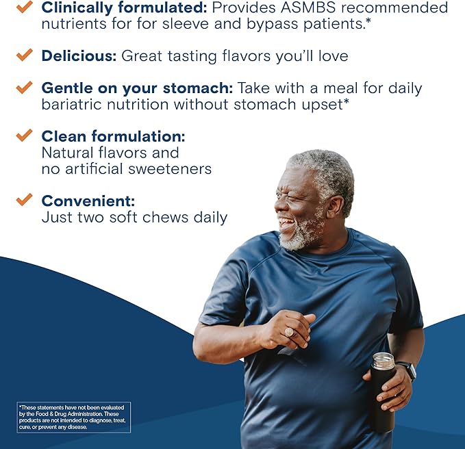 Bariatric Fusion Bariatric Multivitamin Chewable Soft Chew | Cherry Pineapple Flavor | Chewy Bariatric Vitamins for Post Bariatric Surgery Patients | 60 Count | 1 Month Supply