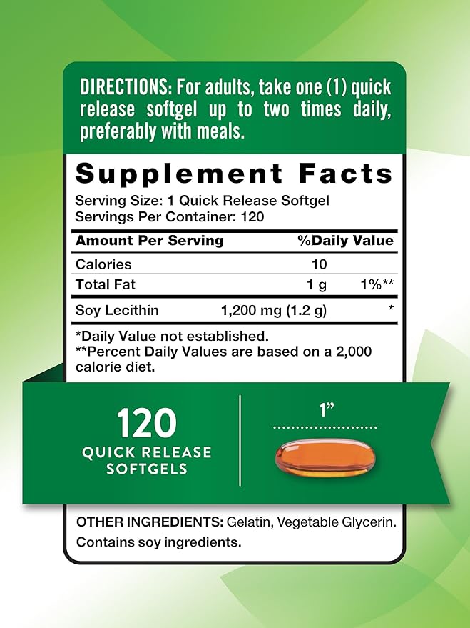 Nature's Truth Ultra Soy Lecithin 1200 mg | 120 Softgels | Non-GMO, Gluten Free Supplement