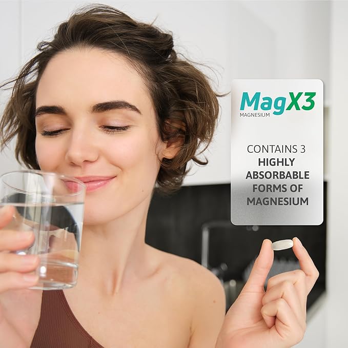 Nutra Mag X3 Triple Magnesium Complex –Super Calm Stress Relief & Cortisol Reducer, Magnesium Aspartate, Citrate & Lactate Formula for Nerve Health & Wellness Best Magnesium Supplement for Women & Men