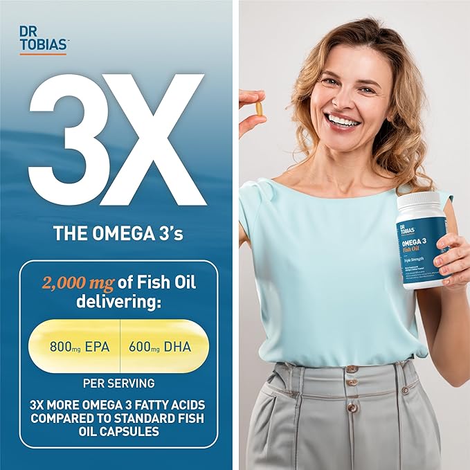 Dr. Tobias Omega 3 Fish Oil & Collagen Peptide Supplements, Supports Heart, Brain, Bone, Joint & Immune System, Promotes Hair, Skin, Nail Health and Beauty