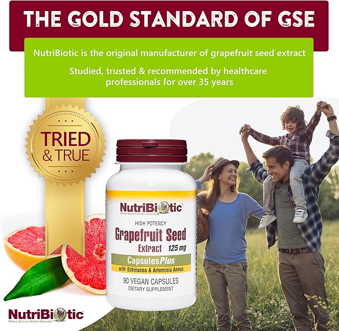 NutriBiotic Grapefruit Seed Extract CapsulesPlus, 125 mg of GSE, 90 Count