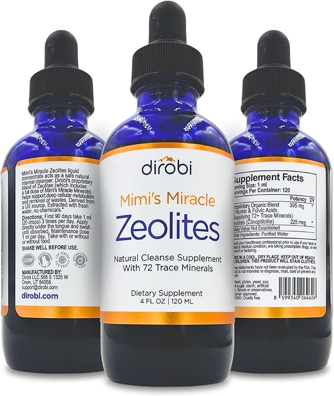 Mimi's Miracle Zeolites: Micronized Zeolite Supplement Liquid with 70 Trace Minerals - Supports Cell Restoration, Immune & Digestive Tract Health - (4 oz Bottle, 60 Day Supply)