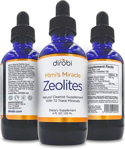 Mimi's Miracle Zeolites: Micronized Zeolite Supplement Liquid with 70 Trace Minerals - Supports Cell Restoration, Immune & Digestive Tract Health - (4 oz Bottle, 60 Day Supply)