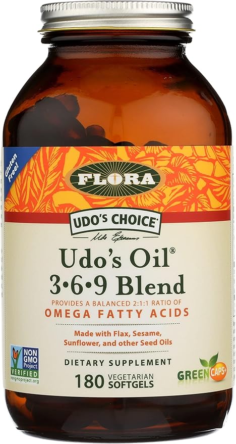 Flora - Udo's Choice, Omega 369 Oil Blend, Vegetarian Capsules, 180 Count,61582