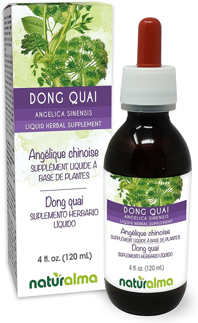 Naturalma Dong quai or Female Ginseng (Angelica sinensis) Root Alcohol-Free Tincture - 4 fl oz Liquid Extract in Drops - Herbal Supplement - Vegan