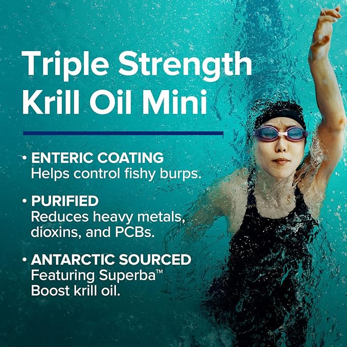 GNC Triple Strength Krill Oil Supplement, 220mg EPA and DHA Omega 3s, Supports Heart, Brain, and Joint Health, Superior Absorption, Antarctic Sourced, Burpless, 60 Softgels
