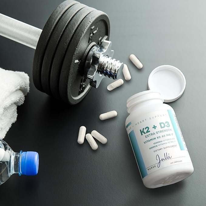 Vitamin K2 + D3 Extra Strength Supplement - 120 Capsules with MK-7 for Bone and Heart Health Support - Essential Nutrients for Calcium Absorption and Immune Function