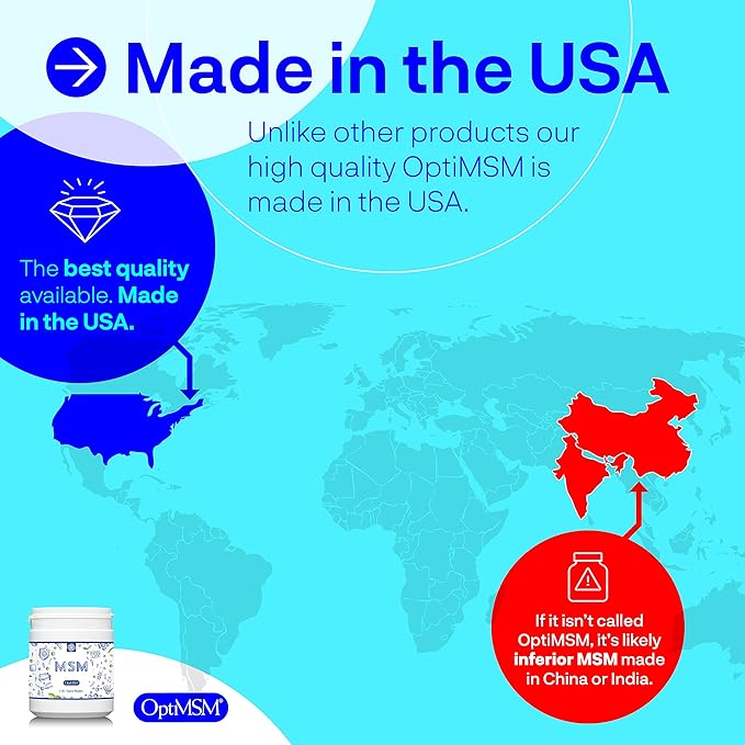 OptiMSM – Pure Methylsulfonylmethane MSM Supplement Powder – Organic, Gluten Free, Non-GMO – Opti MSM Sulfur Crystals/Powder for Kids and Adults