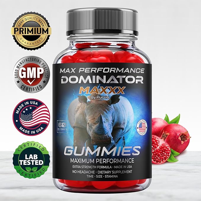 Dominator Maxx Gummies Maximum Strength Performance Gummies, Dominator Maxxx Gummies Extra Strength Overall Wellness Support, Dominator Max Gummies, DominatorMax Great Taste Mad in USA (60 Gummies)