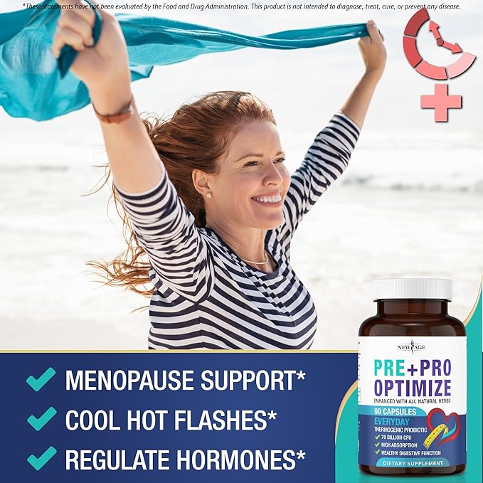 Pro Optimize Probiotics for Women, Menopause, 70 Billion CFU, Digestive Health - Relief for Bloating, Hot Flashes, Joint Support, Night Sweats - Gut Health & Metabolism - Dong Quai (120 (Pack of 2))
