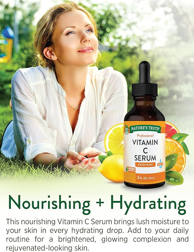 Nature's Truth Vitamin C Serum 2 oz | Oil For Face & Skin | Nourishing & Unscented