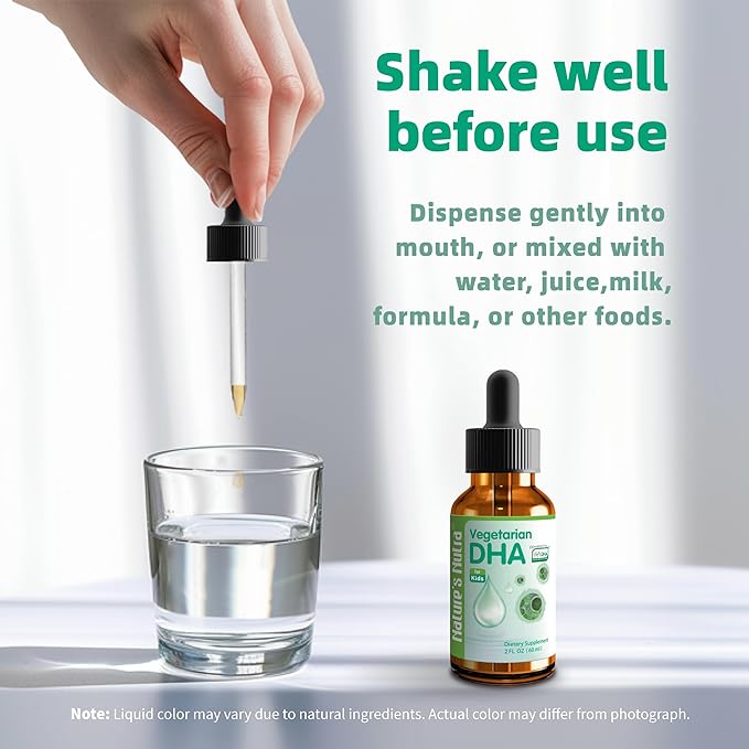 Nature's Nutra Vegetarian DHA, Premium Liquid DHA for Baby, Infant, Kids and Children, Non-GMO, DHA 100 mg, Pure Plant Source, 2 Fl Oz (60ml)