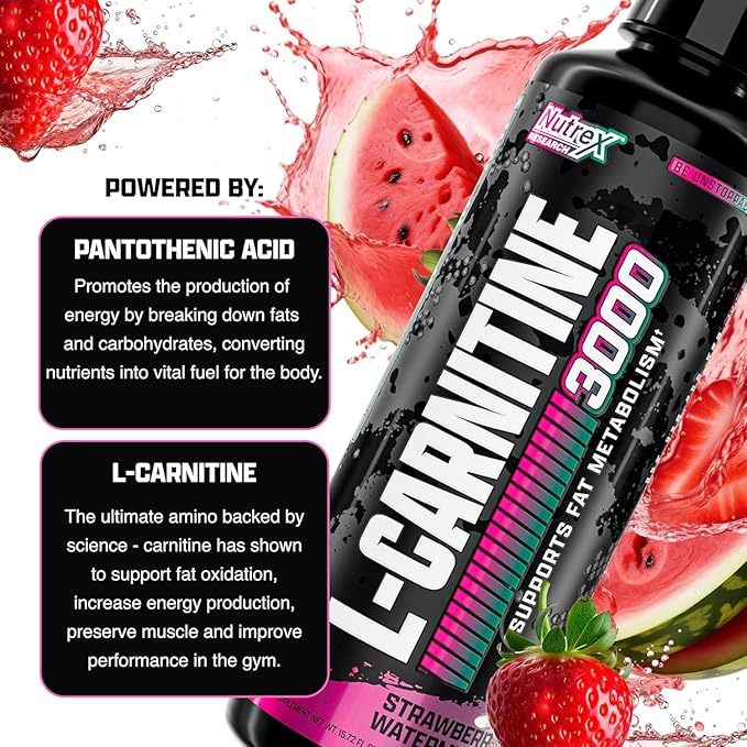 Nutrex Research Liquid Carnitine 3000 | Premium L Carnitine Liquid, Stimulant Free (Strawberry Watermelon)
