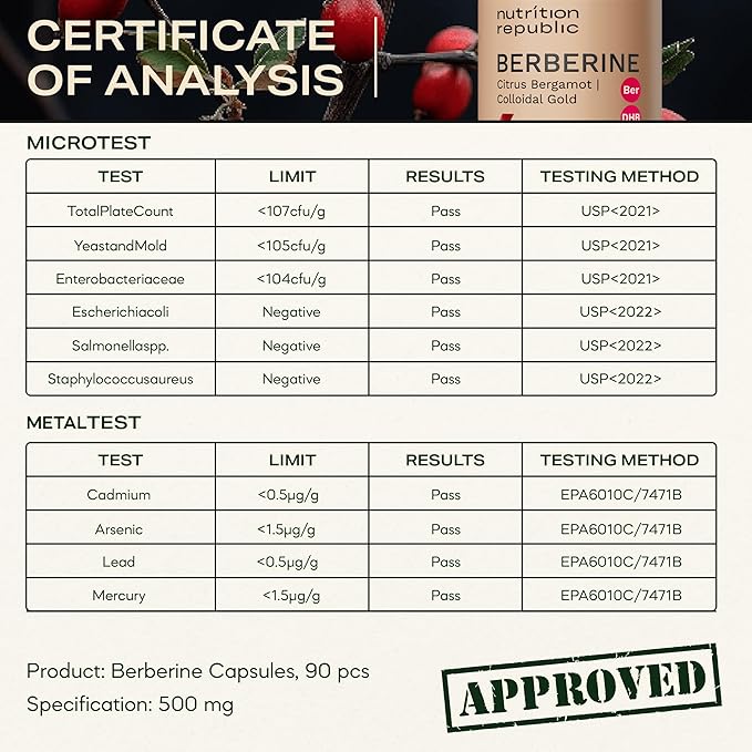 Berberine Supplement 500mg, Ultra High Potency Berberine Complex with Citrus Bergamot, Colloidal Gold & Berberine Hcl, Dihydroberberine Supplement, 90 Veggie Capsules