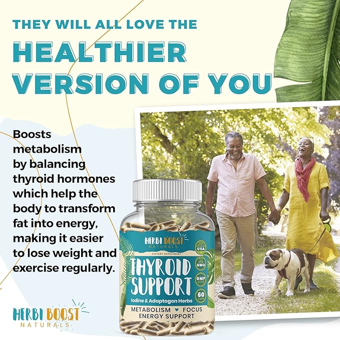 Thyroid Support for Women with Iodine ǀ 1069mg Extra Strength Supplement for Metabolism, Focus with Ashwagandha, L-Tyrosine, Zinc, Selenium & More