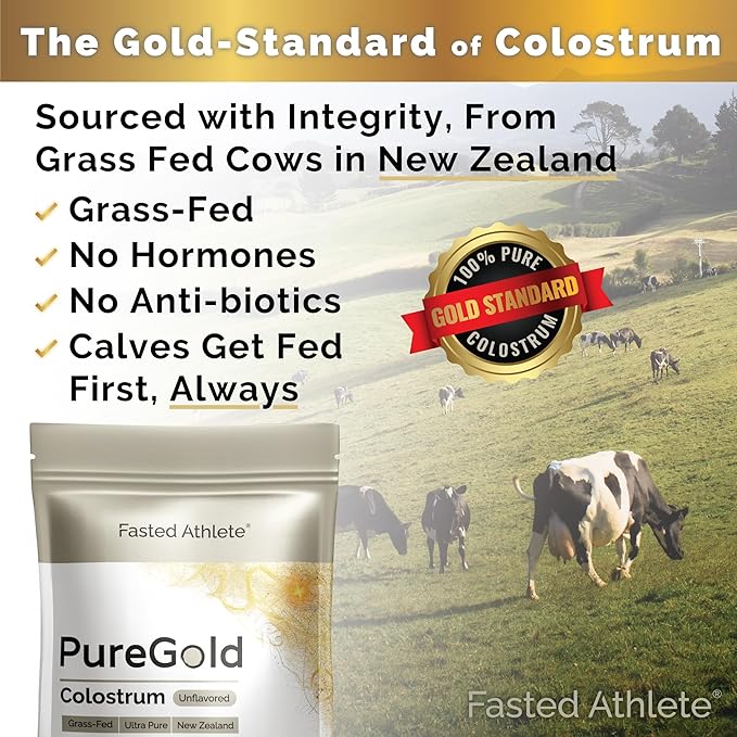 PureGold Colostrum | Premium Grass Fed | Supports Gut Health, Skin & Hair, Muscle Recovery, Bloating, Immunity | Colostrum Supplement Powder | Unflavored, 30 Serving Packets