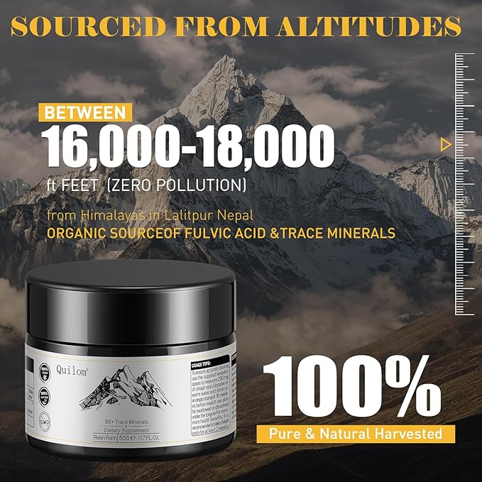 Shilajit Pure Himalayan Organic Shilajit Resin - Shilajit Supplement - Gold Grade 100% Pure Shilajit with Fulvic Acid & 85+ Trace Minerals Complex for Energy & Immune Support - 50 Grams