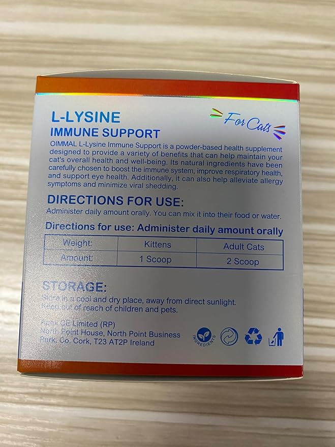 L-Lysine Powder for Cats, 2PC Lysine Powder Supplement Support Cats Immune Respiratory Health – Lysine Powder for Cats Eye Care, Pets Health Supplemnt for Cats of All Age - Salmon Flavor / 120g x 2