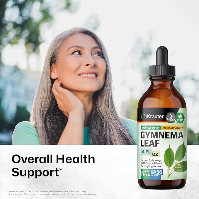 BIO KRAUTER Gymnema Sylvestre Extract Drops - Alcohol and Sugar Free - Vegan Gymnema Leaf Extract 4 Fl.Oz.