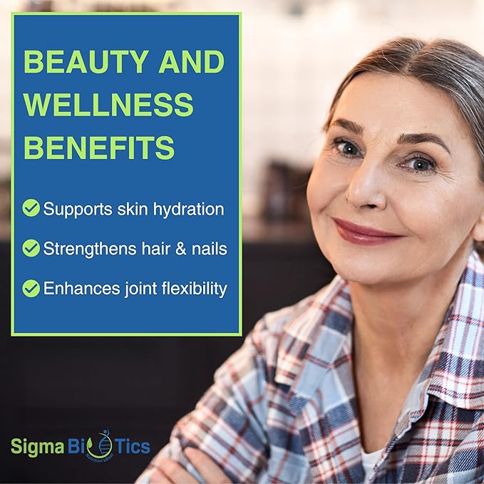 Sigma Biotics Collagen Peptides - Hydrolyzed Collagen Capsules for Hair, Skin, Nails, and Joint Support - High-Strength Collagen Supplements with Type I & III - 3000 mg per Serving - 120 Pills