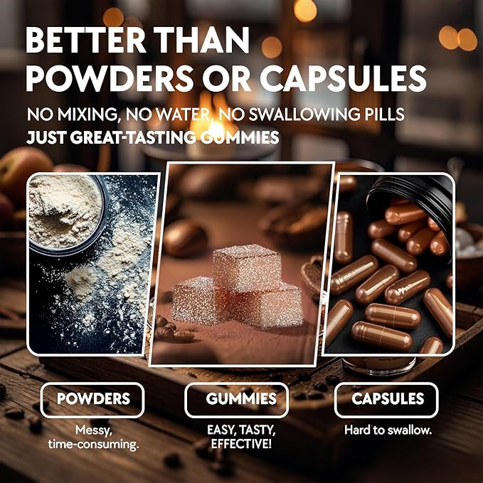 Coffee Flavor Creatine Monohydrate Gummies for Men & Women,Contains L-Taurine + Vitamin B12, Betaine, L-Citrulline for Improve Exercise Endurance, Muscle Strength -120 Count