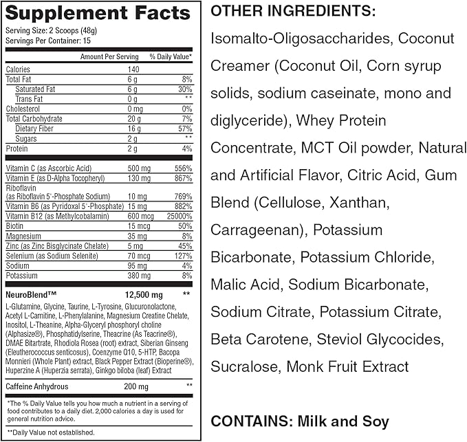 Lean1 Neuro, Mental Energy Powder Drink, orange flavor, 15 serving tub by Nutrition53