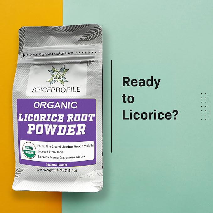 Spice Profile USDA Organic Licorice Root Powder, Lab Tested for Heavy Metals, Resealable 4oz Pouch, Mulethi, Regaliz en Polvo
