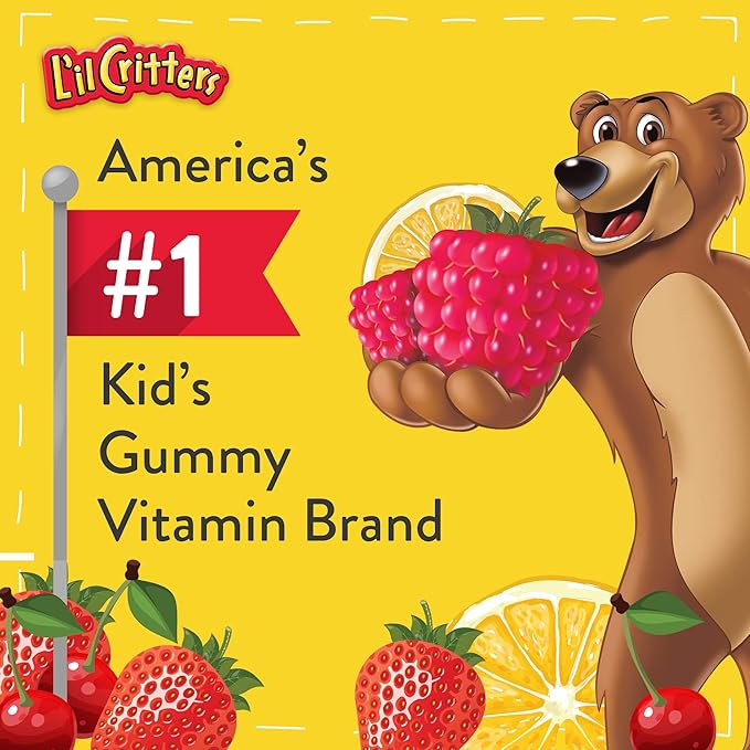L’il Critters Paw Patrol Gummy Vites Daily Gummy Multivitamin for Kids, Vitamin C, D3 for Immune Support Cherry, Orange and Blueberry Flavors, 60 Gummies (Pack of 2)