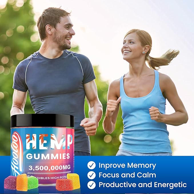 Hemp Gummies for Adults 6 Fruity Flavors for Deep Bedtime, Relax, Infused Vitamins and Omega 3, Made in USA