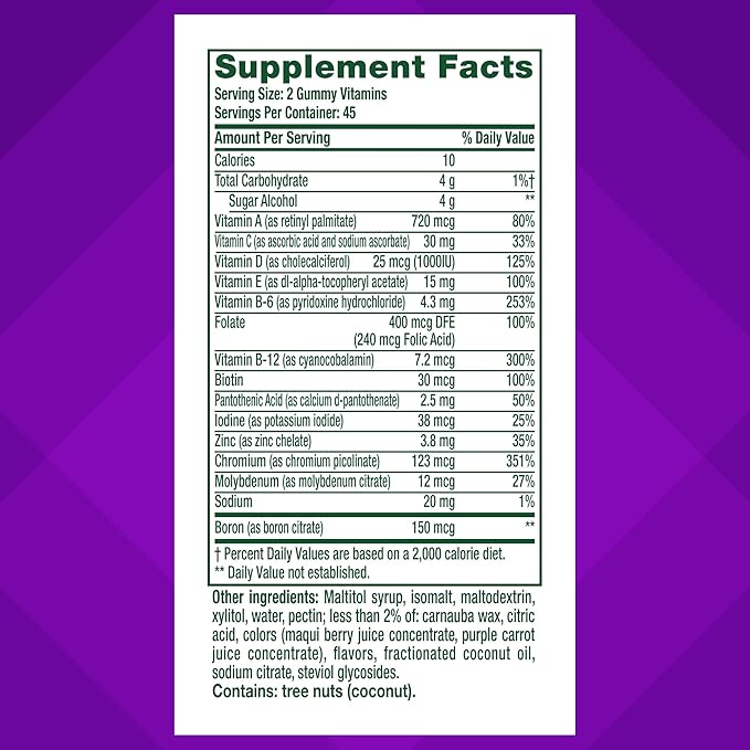 Vitafusion Sugar Free Men’s Multi Daily Gummy Multivitamins, Supports Energy Metabolism, Muscle and Immune Health (1), Mixed Berry Flavors, 90 Count