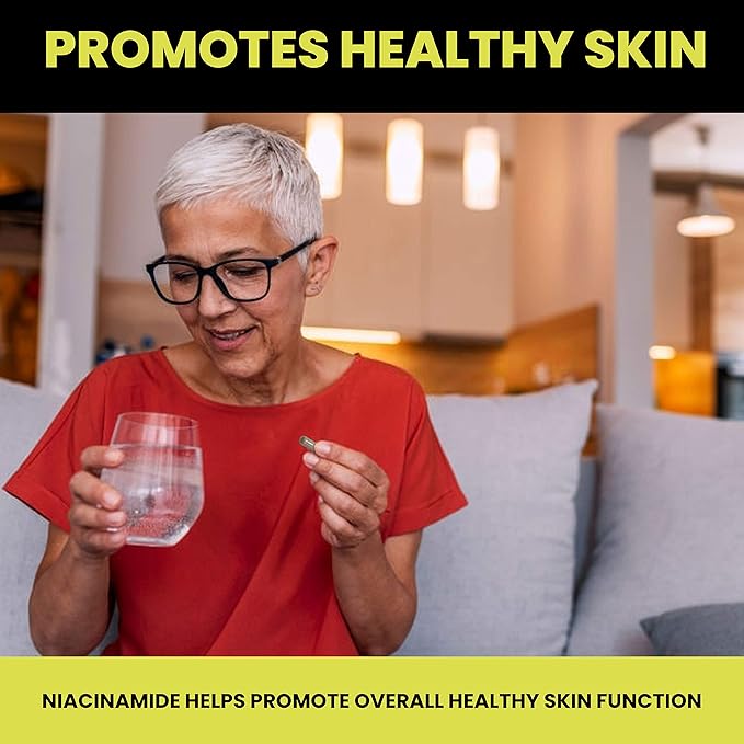 Niacinamide Non-Flushing Vitamin B3 Supplement | Vegetarian and Gluten-Free Vitamin Niacinamide Tablets with Vegetable Cellulose Casings | Promotes Healthy Skin | 120 Capsules | 500mg