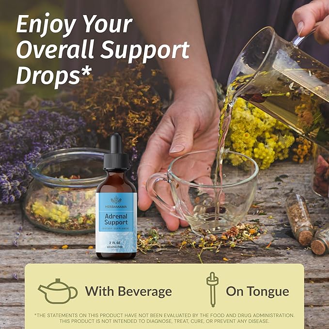 HERBAMAMA Herbal Liquid Drops Kit - Bundle of Nerve Support & Adrenal Support Liquid Complex Drops 2 fl oz - Vegan, Non-GMO, Sugar & Alcohol-Free - 2 Pack