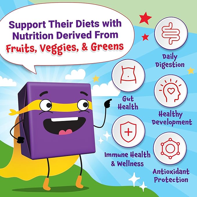 FORCE FACTOR Kids Superfood Super Chews, Kids Vitamins C & D, Immune Support Supplement with Antioxidant Support from Powdered Fruits & Veggies, 2-Month Supply, Very Berry Grape Flavor, 60 Soft Chews