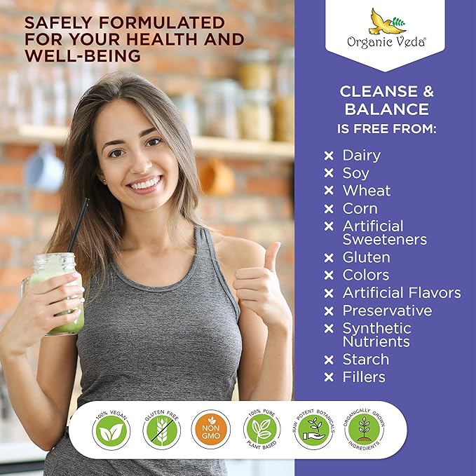 Organic Veda BeUslim Daily Greens Cleanse Balance with Ashwagandha, Spirulina - Super Greens Dietary Supplement - Promotes Digestion - 5gx30 Sachets