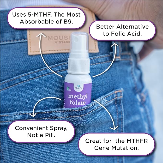 nbpure Methylfolate Vitamin B9 Spray Supplement, Liquid Folic Acid Spray, 1 oz