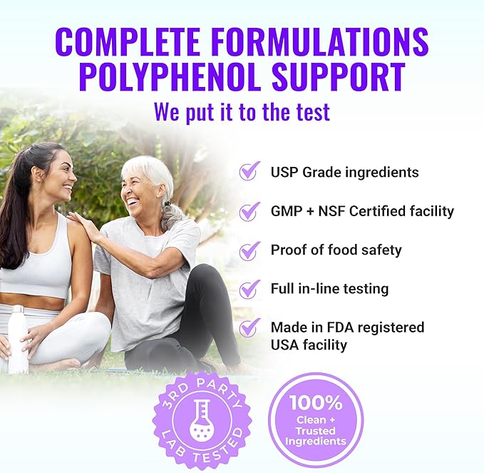 Resveratrol Supplement with Quercetin, Berberine, Grape Seed Extract & Polyphenol Blend for Skin Health, Immune Support & Antioxidant Boost