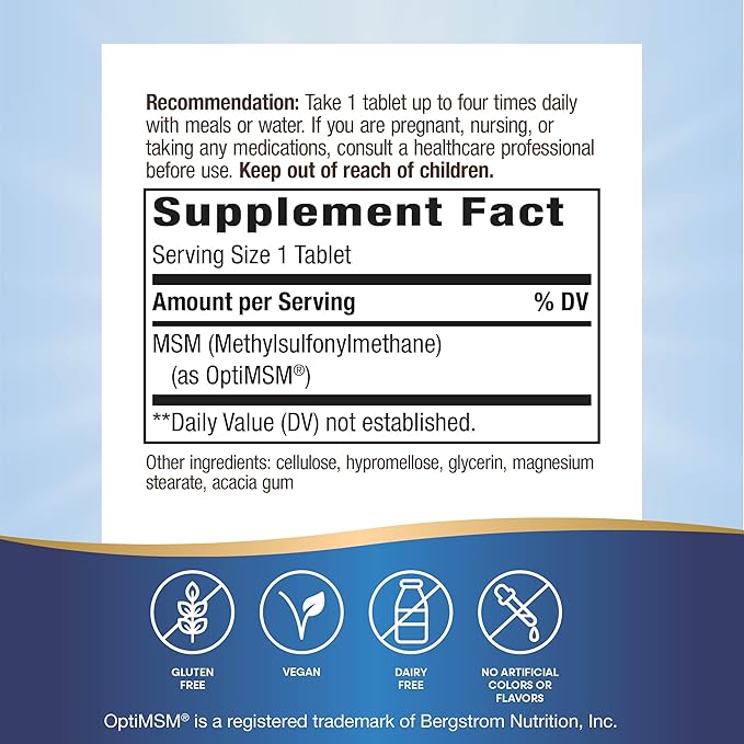 Nature's Way MSM 1000 mg - Joint Health Supplement* - With Methylsulfonylmethane - Gluten-Free & Vegan - 200 Tablets