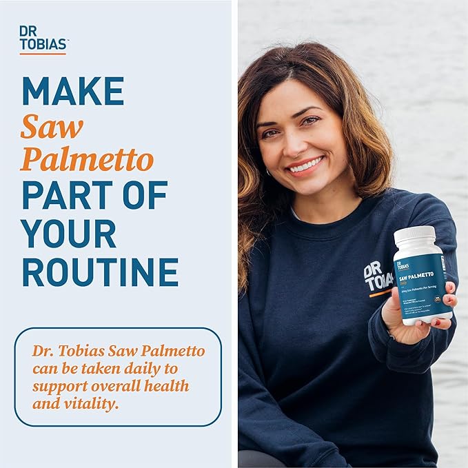 Dr. Tobias Saw Palmetto Supplement, Supports Urinary Health, Hormonal Balance, Prostate Health, & Hair Vitality, Saw Palmetto for Men & Women, 500mg Per Serving - 100 Capsules, 100 Servings