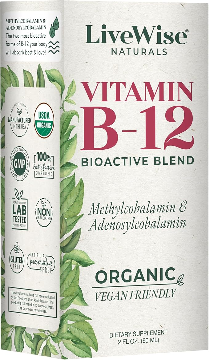 Liquid B12 Vitamin Sublingual – All-Natural Liquid Vitamin Vegan B12 Drops – Non-GMO Adenosylcobalamin Methylcobalamin B12 Supplement – Boost Your Immune System, Metabolism, Energy and Focus!