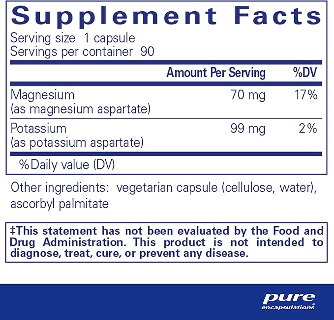 Pure Encapsulations Potassium Magnesium (Aspartate) | Supplement to Support Heart, Muscular, Bone, and Nerve Health* | 90 Capsules