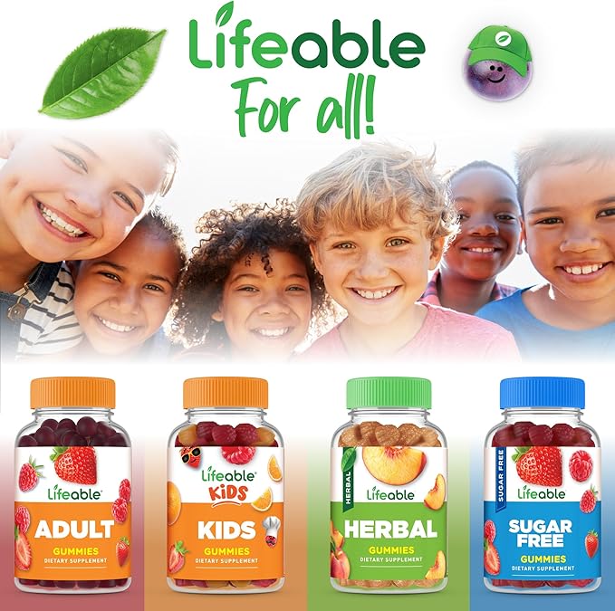 Lifeable Vitamin B12 for Kids | 1000 mcg | Great Tasting Vitamin B12 Gummies | Gluten Free, Vegan B12 Vitamins | B12 Vitamins for Energy, Mood and Nervous System Support | 90 Gummies