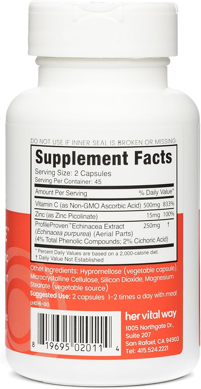 Our Defense Immune Support Supplement - Echinacea, Vitamin C, and Zinc Supplement - Premium Non-GMO Immune Booster for Adults (90 Vegetarian Capsules)