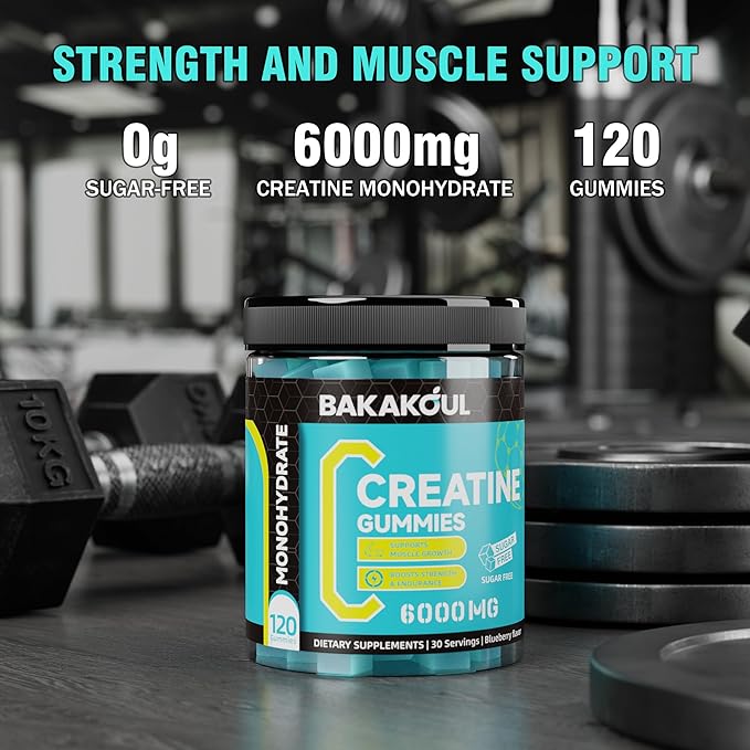 Creatine Monohydrate Gummies for Men & Women - 120 Sugar Free Gummies with Magnesium Glycinate, L-Threonate, L-Taurine + Vitamin B12 for Muscle Support, Energy Boost, 1 Pack