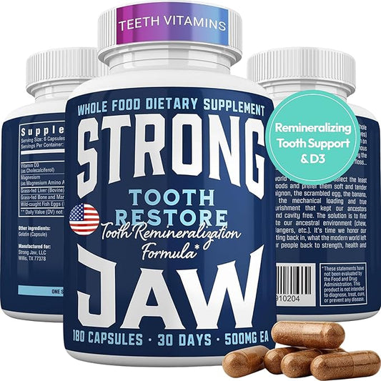 Tooth Restore for Adults with Remineralizing Gum Support 180 Capsules Made in USA - Teeth Vitamins for Strong Teeth Bone Health Supplement Calcium VitaminD3 Hydroxyapatite Enamel Repair