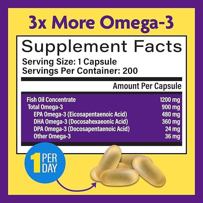 InnovixLabs Triple Strength Omega 3 Supplement, Burpless Fish Oil for Women and Men - 900 mg EPA & DHA, Brain & Joint Support, Award Winning & Third-Party Tested, 200 Softgels