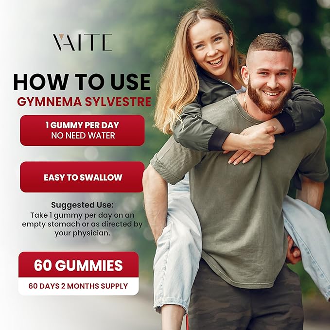 VAITE Gymnema Sylvestre Supplements 600mg – 20:1 Leaf Extract Gummies, Non-GMO, Gluten-Free, Vegan-Friendly, Made with Plant-Based Ingredients, with Antioxidant Properties, 60 Chewable Gummies