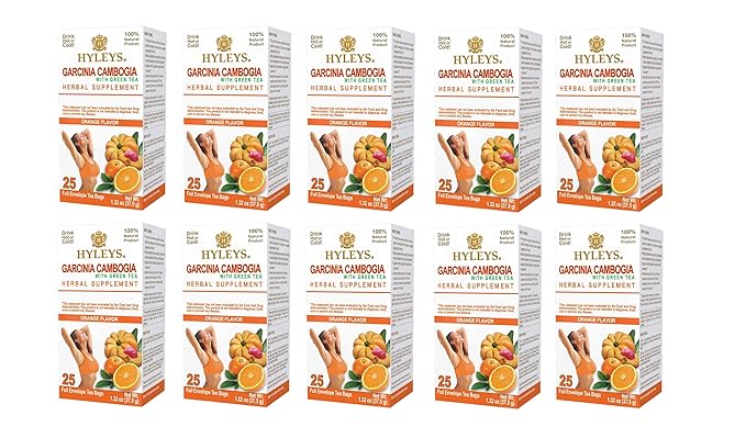 HYLEYS Tea Garcinia Cambogia Green Tea with Orange Flavor - 25 Tea Bags (12 Pack - 300 Tea Bags Total)