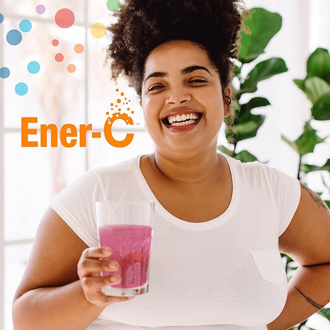 Ener-C Multivitamin Drink Mix - Vitamin Packets for Water, Electrolytes Powder Packets, Vitamin Drink Mix, Hydration Liquid Mix, Immune Booster for Adults, Healthy Energy - Raspberry, 60 Count